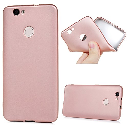 Lanveni Huawei Nova Hülle, Handyhülle Huawei Nova Hülle Etui Protective Case Cover TPU Silikon Schutzhülle Bumper Handytasche TPU-Bumper Weiche Silikon Case mit Glänzender Oberfläche Cover Design (Rose Gold) + 1 x Stylus Stift + 1 x Staubdichte Stecker - 3