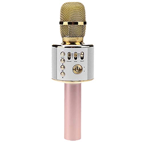 Wireless Microphone Bluetooth condenser mic KTV Karaoke Microphone Professional Player speaker With Carring Case for phone,Rose