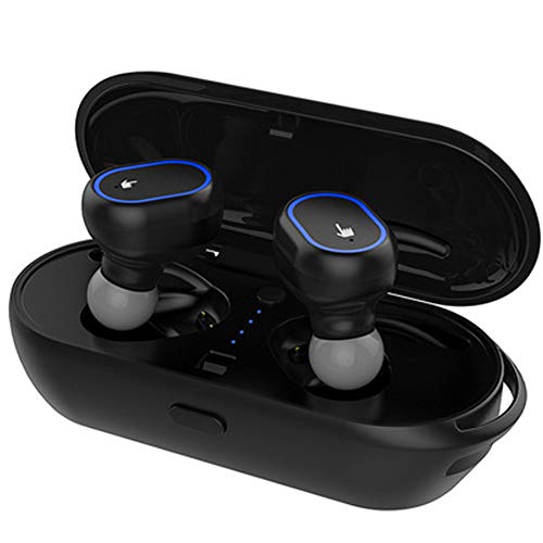 Preisvergleich Produktbild PXYUAN Bluetooth-Kopfhörer, kabellose Ohrhörer Staubdicht Schweißfest Geräuschreduzierendes Mikrofon, 6-Stunden-Wiedergabe 3D-Stereo-Sound Echte kabellose Ohrhörer-Black