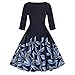 Produktbild Luckycat Damen Plus Größe 3/4 Ärmel Vintage Kleid Floral Print Retro Swing Dress Abendkleider Cocktailkleid Partykleider Blusenkleid Mode 2018