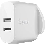 Belkin Boost Charge Dual USB-A Wall Charger 24 W (For iPhone 12, 12 Pro, 12 Pro Max, 12 mini and Earlier Models, Samsung S20,