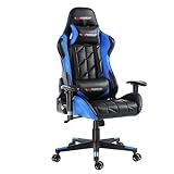 WADSYS Fauteuil Gamer/de Bureau Pro GT-Dossier inclinable-Style Racing/Automobile/Sportif-pour Travail sur Ordinateur-Similicuir-Red,Bleu