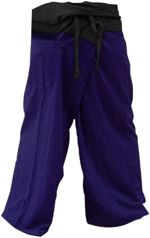 kittiya 2 TONE Thai Fisherman Pants Yoga Trousers FREE SIZE Plus Size Cotton Blue-violet and Charcoal