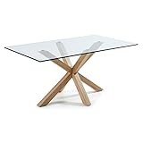  Kave Home Mesa Argo 160 cm Cristal Patas Efecto Madera