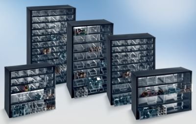 Schubladenmagazin, Schubladen glasklar – HxBxT 282 x 306 x 155 mm, Gehäuse-Traglast 30 kg 18 Schubladen – Klarsichtmagazin Kleinteilemagazin Lagersystem Magazin Magazinschrank Schubladenmagazin Schubladenschrank Schubladensystem - 2