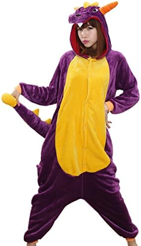 Purple Dragon Adult Men Women Unisex Animal Sleepsuit Kigurumi Cosplay Costume Pajamas Outfit Nonopnd Nightclothes Onesies Halloween Cheap Costume Clothing (L(172CM-180CM))