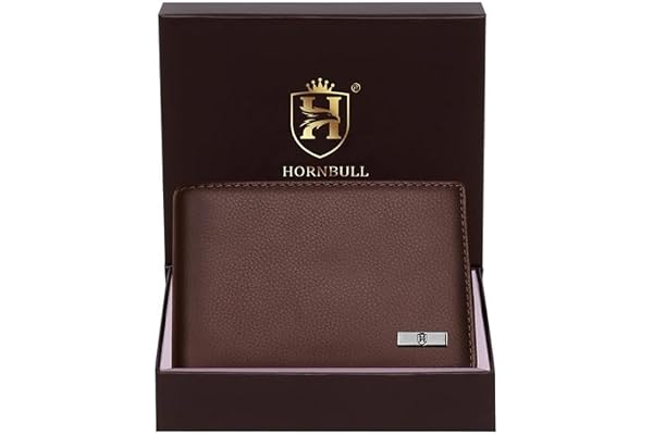 HORNBULL Maddison Men's Brown Genuine Leather Wallet Branded Quality Wallet for Men with RFID Blocking Mens Gift Set