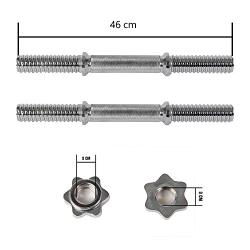 Kurzhantel Set 2er (Paar) 20 kg / 30 kg / 40 kg Hantelset gerändelte Chrom-Stangen mit Sternverschlüssen mit Kunststoffüberzug - 5