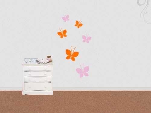 wallfactory - wall decal - 3 high-quality Butterflies (s1) in pastel orange