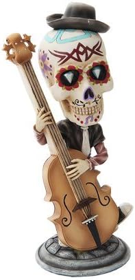 DAY OF THE DEAD BOBBLEHEAD DOUBLE BASS PLAYER SKELETON FIGURINE by ATL