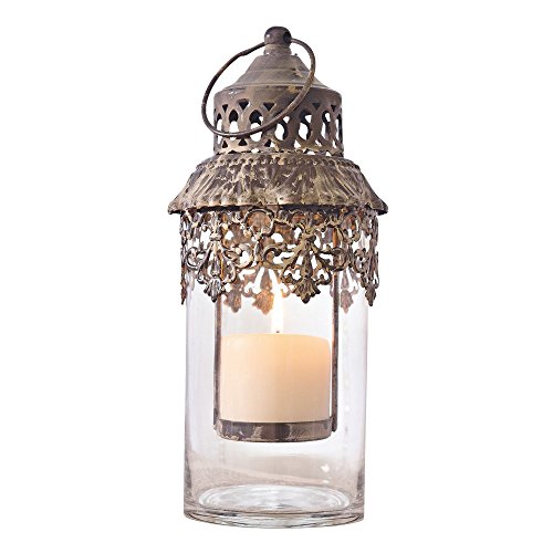 LOBERON Handgearbeitete Laterne Lumio im orientalischen Stil, antikbraun/klar