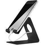 ELV Desktop Cell Phone Stand Tablet Stand, Aluminum Stand Holder for Mobile Phone (All Size) and Tablet (Up to 10.1 inch) - Black