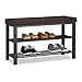 Produktbild Relaxdays Schuhbank, gemütliches Sitzpolster mit Stoffbezug, offen, 2 Ebenen für Schuhe, Metall, HBT: 50x81x32cm, braun