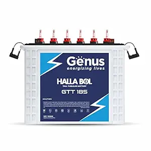 Genus Hallabol GTT185 165 AH Tall Tubular Inverter Battery with 60 Months Warranty for Home, Office & Shops, White Colour