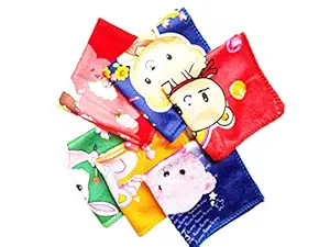 KCR Super Bright Cartoon Printed Towel Hankies for Baby boys, girls,kids, babies(Set of 6)