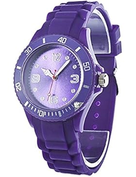 TOOGOO (R) Damen Klassische Stilvolle Silikon Gelee Buegel Armbanduhr (Lila)
