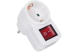 Perel Hoja multiplicada con Interruptor, Enchufe Schuko (Tipo F), Polipropileno, Uso Interior, Blanco