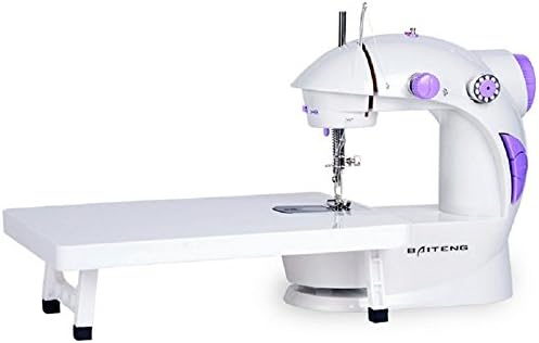 Sewing Machine, Mini Portable 2 Speed Kid's Sewing Machine for Beginners with Light + Extension Table + Foot Pedal + 4 Coils AC100-240V (UK Plug)