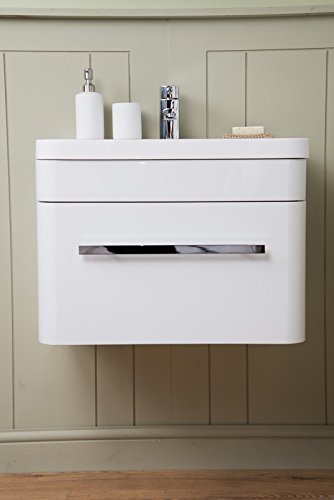 Aquariss Designer 600mm Bathroom Vanity Unit Furniture, Basin & FREE Mirror- White - Image 3