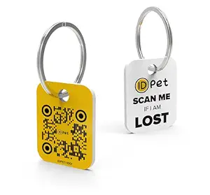 ID Pet Tag- QR Code Enabled pet tag for Your pet Dog and cat, Square Shaped pet tag, Find Your Missing pet. (Size: 1.25 inches)