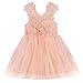 iiniim Baby Girls Flower Straps Mesh Party Wedding Christening Princess Dress Sundress Coral Pink 6-9 Months
