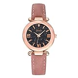 Lazzgirl Mode Farbe Strap Digital Dial Lederarmband Quarz Analog Armbanduhren(Schwarz,One Size)