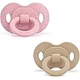 Elodie Details Baby Bamboo Soother - Dummy from 3 Months Old - Orthodontic Suction Part in Silicone - Candy Pink/Pure Khaki