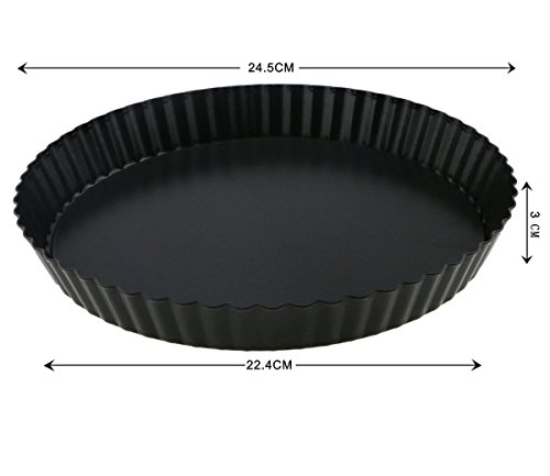 ONLYEUDORA Quicheform mit hebeboden gute Antihaftbeschichtung Rund Pizza Backblech für Pizza, Kuchen, Dessert 23 CM schwarz - 4