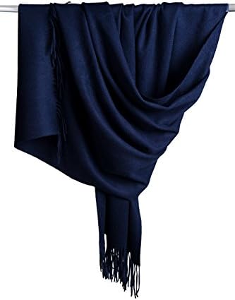 DIA ORHA Cashmere Shawl Wraps for Women, Super Soft LambsWool Pashmina Shawl for Cold Weather, 78"x27" Extra Large Cashmere Wrap Scarf for Winter, Navy