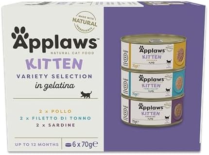 Applaws Natural Wet Cat Food for Kittens Chicken and Fish Multipack Selection In Broth - 6 x 70g Tins