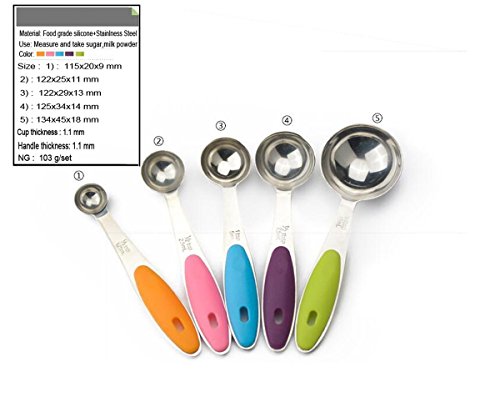 Leisial 5Stk Messbecher Messlöffel Set Silikon Griff für Küche Backen - 8