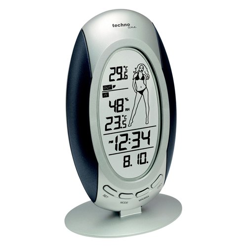 Wetterstation WS 9723-IT mit Vorhersage von Wettersituation, Anzeige von Wettertendenz und Innen- und Außentemperatur, Wettermädchen das sich der Temperatur entsprechend anzieht - 2