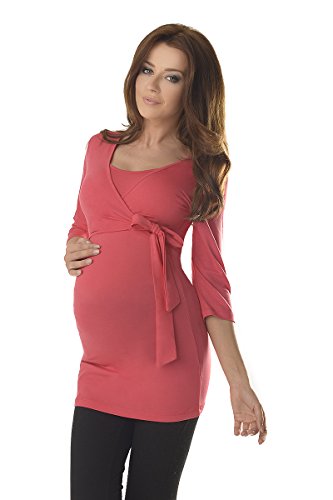 Purpless Maternity Lovely 2in1 Maternity And Nursing 3/4 Sleeved Wrap Top 7035 Variety Of Colours (UK 18, Raspberry)