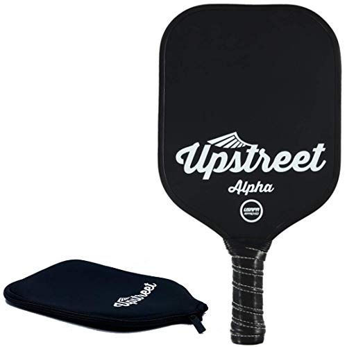 Upstreet Graphit Pickleball Paddle - Polypro Wabenverbundkern - Paddel inklusive Schlägerhülle, schwarz