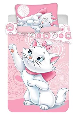 JF Marie Aristochats Parure de lit Bébé 100% Coton Housse de couette 100x135 cm + Taie 40x60 cm