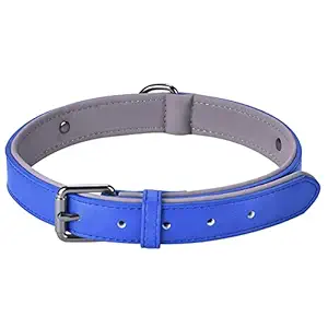 Feeko Dog Neck Belt Collar, Adjustable Durable Leather Pet Dog Safety Collar, Waterproof Breathable Neck Accessories for Large Dog German Shepherd Labrador Rottweiler ( Blue )