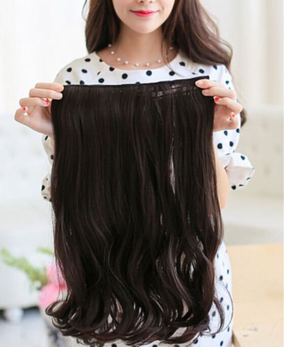 Magik 3/4 Voller Kopf-Haar-Verlängerungen Klipp gerade lockig m / 5 Clips, Lang - 3