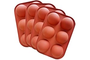 REAKOO Stampi in Silicone per Cioccolatini, 4 Pezzi Stampo Silicone a Semisfera da 6 Cavità, per Realizzare Bombe al Cioccolato, Torte, Gelatina, Budino, Mousse a Cupola, Dolci