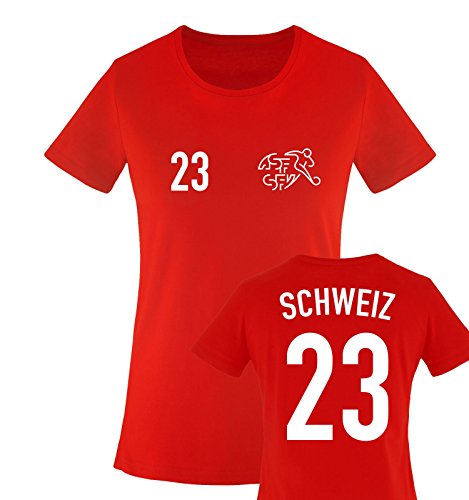 EM 2016 – TRIKOT – EM 2016 – SCHWEIZ – 23 – Damen T-Shirt – Rot / Weiss Gr. L