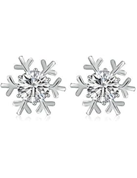 SPINEX 925 Sterling Silber Schneeflocke Ohrstecker Zirkonia Diamant Schmuck für Frauen 5mm