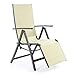 Produktbild Nexos Liegestuhl DELUXE Alu creme Klappstuhl mit Fußstütze Campingliege Rahmen anthrazit Gartenliege leicht stabil für Terrasse oder Balkon witterungsbeständig 108x67x60 cm mit Armlehne
