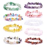 Zocone 9pcs Crystal Bracelets For Women Men Natural Gemstone Bracelets For Healing Colorful Stretch Chakra Bracelets For Yoga Bracelet Anxiety Relief Prayer Healing Protection