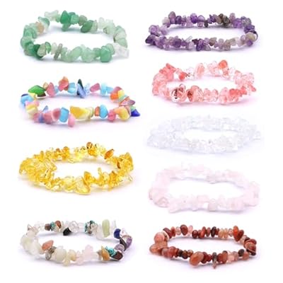Zocone 9pcs Crystal Bracelets For Women Men Natural Gemstone Bracelets For Healing Colorful Stretch Chakra Bracelets For Yoga Bracelet Anxiety Relief Prayer Healing Protection