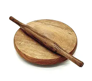 Maskey (Size: 12 inches) Original Sheesham Wooden Chakla Belan/Rolling Board/Roti Maker/Polpat for Home & Kitchen