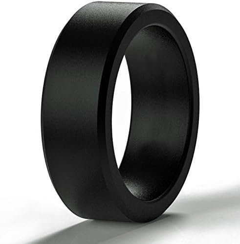 BEST SILICONE WEDDING RING FOR MEN "Protect Your Finger and Your Marriage" Safe,Proves Your Commitment with Unique Comfortable Fit &amp; Skin Safe, Non-toxic, Antibacterial (Black)