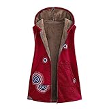 TianWlio Jacken Parka Mäntel Herbst Winter Warme Jacken Strickjacken Damen Mäntel Winter Warme Outwear Drucken Taschen mit Kapuze Vintage Übergrößen Mäntel…