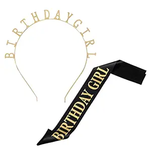 Party Propz Black Birthday Girl Sash and Head Band for Decorations Items/ Birthday Gifts for Best Friend Girl / Bday Girls