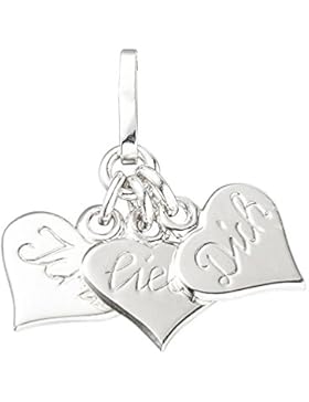 925 Sterling Silber Anhänger - Herzen - Ich liebe Dich - B 7,40 mm - H 9,60 mm - T 0,50 mm