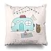 Produktbild rongxincailiaoke kissenbezüge Case Throw Pillows Covers for Couch/Bed 18 x 18 inch,I Love Camping Concept with Cute Bear and Camping Car Home Sofa Cushion Cover Pillowcase Gift Decorative Cotton