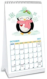 AccuPrints Cute Animal Desk Calendar 2022 (4x8) inch 12 Pages Calendar and Planner